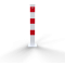Barrier posts | Steel tube 100 x 100 x 3 mm | stationary, to be fixed by plugs | hot-dip galvanized and white coatedwith three red reflecting stripes | without eyelet